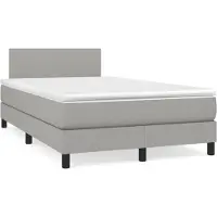 Prolenta Maison Exclusive - Base de cama con somier, colchón y luz LED, color gris claro, 120x190 cm, tejido