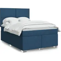 Prolenta Maison Exclusive: Base de cama con somier y colchón, color azul, 140x190 cm, tapizada en tela