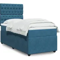 Prolenta Maison Exclusive: Base de cama con somier y colchón, color azul, 100 x 200 cm, tapizada en terciopelo