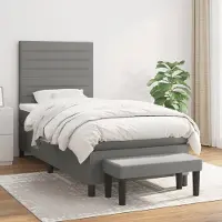 Prolenta Maison Exclusive: Base de cama con somier y colchón, color gris oscuro, 80 x 200 cm, material: textil