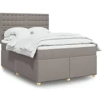 Prolenta Maison Exclusive: Base de cama con somier y colchón, color taupe, 140x190 cm, tapizado en tela