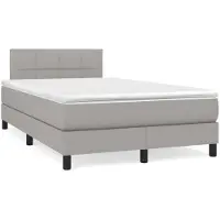 Prolenta Maison Exclusive - Base de cama con somier, colchón y luz LED, color gris claro, 120x190 cm, tejido