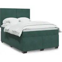 Prolenta Maison Exclusive: Base de cama con somier y colchón, color verde oscuro, 140x190 cm, tapizada en terciopelo