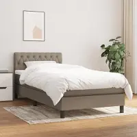Prolenta Maison Exclusive: Base de cama con somier y colchón color taupe, 90x190 cm, tejido