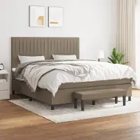Prolenta Maison Exclusive: Base de cama con somier y colchón, color taupe, 160x200 cm, tapizado en tela