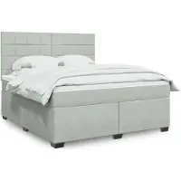 Prolenta Maison Exclusive - Base de cama con somier y colchón, color gris claro, 180x200 cm, tapizada en terciopelo