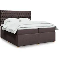 Prolenta Maison Exclusive: Base de cama con somier y colchón, color marrón oscuro, 200x200 cm, material: textil