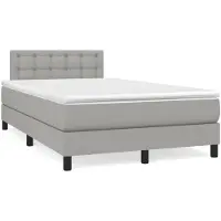Prolenta Maison Exclusive - Base de cama con somier, colchón y luz LED, color gris claro, 120x190 cm, tejido