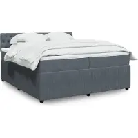 Prolenta Maison Exclusive: Base de cama con somier y colchón, color gris oscuro, 200x200 cm, tapizada en terciopelo