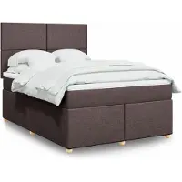 Prolenta Maison Exclusive - Base de cama con somier y colchón, color marrón oscuro, 160x200 cm, material: textil