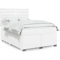 Prolenta Maison Exclusive: Base de cama con somier y colchón, color blanco, 140x190 cm, tapizada en cuero sintético