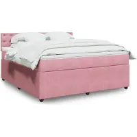 Prolenta Maison Exclusive - Base de cama con somier y colchón, color rosa, 180x200 cm, tapizada en terciopelo