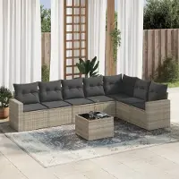 Prolenta Maison Exclusive: Juego de jardín de 8 piezas con sillones y cojines, color gris claro, fabricado en polirratán