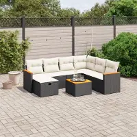 Prolenta Maison Exclusive: Juego de jardín de 8 piezas con sofá y cojines, color , fabricado en ratán sintético