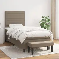 Prolenta Maison Exclusive: Base de cama con somier y colchón color taupe, 80x200 cm, de tejido
