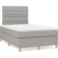 Prolenta Maison Exclusive - Base de cama con somier, colchón y luz LED, color gris claro, 120x190 cm, tejido