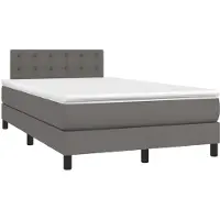 Prolenta Maison Exclusive - Base de cama con somier y colchón, color gris, 120x190 cm, tapizada en cuero sintético