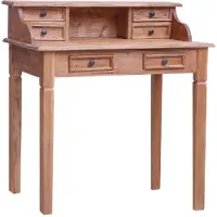 Syfax Escritorio con cajones madera maciza de caoba 90x50x101 cm