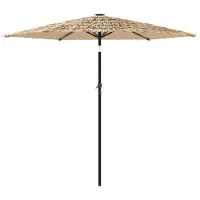 Syfax Sombrilla de jardín con LEDs poste acero marrón 268x268x226 cm