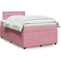 Prolenta Maison Exclusive: Cama con somier y colchón rosa, 120x200 cm, tapizada en terciopelo