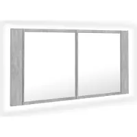 Syfax Armario espejo baño luz LED acrílico gris hormigón 90x12x45 cm