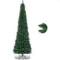 Costway , árbol de Navidad artificial de 270 cm, con 1500 puntas de ramas, soporte de metal, agujas de PVC para árbol de Navidad, árbol artificial para Navidad, color verde