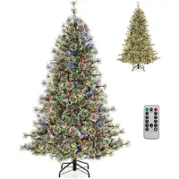 Costway , árbol de Navidad artificial de 180 cm con 350 luces LED, árbol de pino con estructura articulada y conexión rápida de 360°