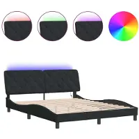 Syfax Estructura de cama con LED sin colchón terciopelo negro 160x200 cm