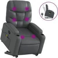 Syfax Sillón reclinable de masaje de pie cuero artificial gris