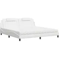 Syfax Cama Viana con colchón cuero sintético blanco 200x200 cm
