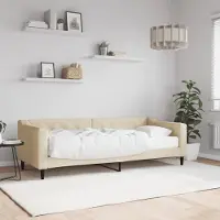 Prolenta Maison Exclusive: Cama de día con colchón, color crema, 80x200 cm, tapizada en tela