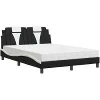 Syfax Cama Viana con colchón cuero sintético negro y blanco 140x190 cm
