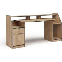 Vicco Mesa de juegos Joel Roble dorado 179.8 x 65.5 cm con 1 cajón y 1 puerta, Model 41594