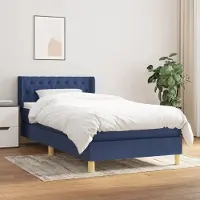 Prolenta Maison Exclusive: Base de cama con somier y colchón, color azul, 90x190 cm, material textil