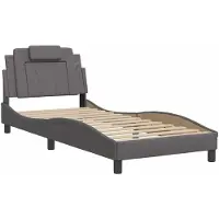 Syfax Estructura de cama Viana sin colchón cuero sintético gris 90x200 cm