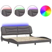 Syfax Estructura de cama con LED sin colchón Hvar gris 200x200 cm