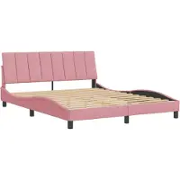 Syfax Estructura de cama sin colchón Hanko terciopelo rosa 160x200 cm