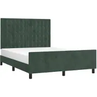 Syfax Estructura cama sin colchón terciopelo verde oscuro 140x190 cm