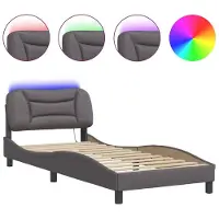 Syfax Estructura de cama con LED sin colchón Hvar gris 80x200 cm