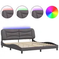 Syfax Estructura de cama con LED sin colchón Hvar gris 180x200 cm