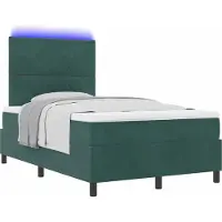 Syfax Cama con somier y colchón LED, color verde oscuro, 120 x 200 cm, tapizada en tela