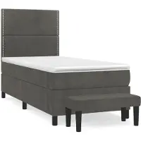 Syfax Cama box spring con colchón terciopelo gris oscuro 90x200 cm