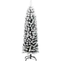 Prolenta Maison Exclusive - Árbol de Navidad artificial, diseño esbelto, color verde con efecto de nieve, 150 cm, material: PVC