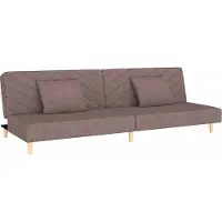 Syfax Sofá cama de 2 plazas con dos almohadas tela gris taupe