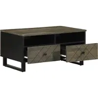 Syfax Mesa de centro madera maciza de mango negra 80x54x40 cm