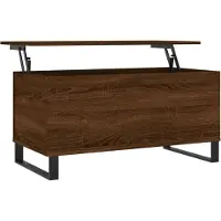 Syfax Mesa de centro madera contrachapada roble marrón 90x44,5x45 cm