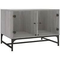 Syfax Mesa de centro con puertas de vidrio gris Sonoma 68,5x50x50 cm