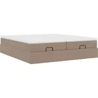 Syfax Estructura de cama otomana con colchón color cappuccino, 200x200 cm, fabricada en cuero sintético