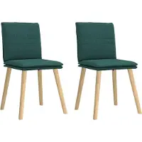 Syfax Sillas de comedor 2 unidades tela verde oscuro