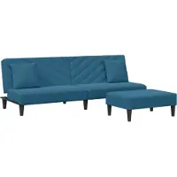DKD Home Decor Juego de sofá de dos piezas con cojines, color azul, tapizado en terciopelo